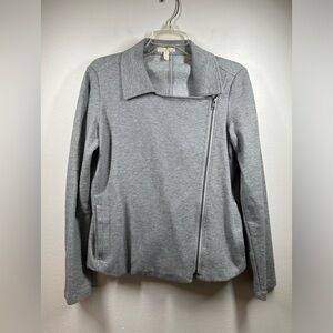 Eileen Fisher Moon Organic Cotton Herringbone‎ Knit Moto Jacket Size S $268 EUC